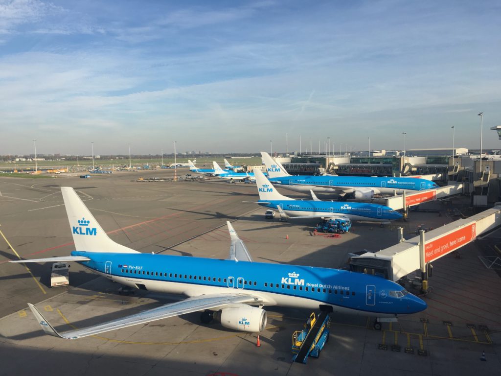 KLM planes at Schiphol Airport