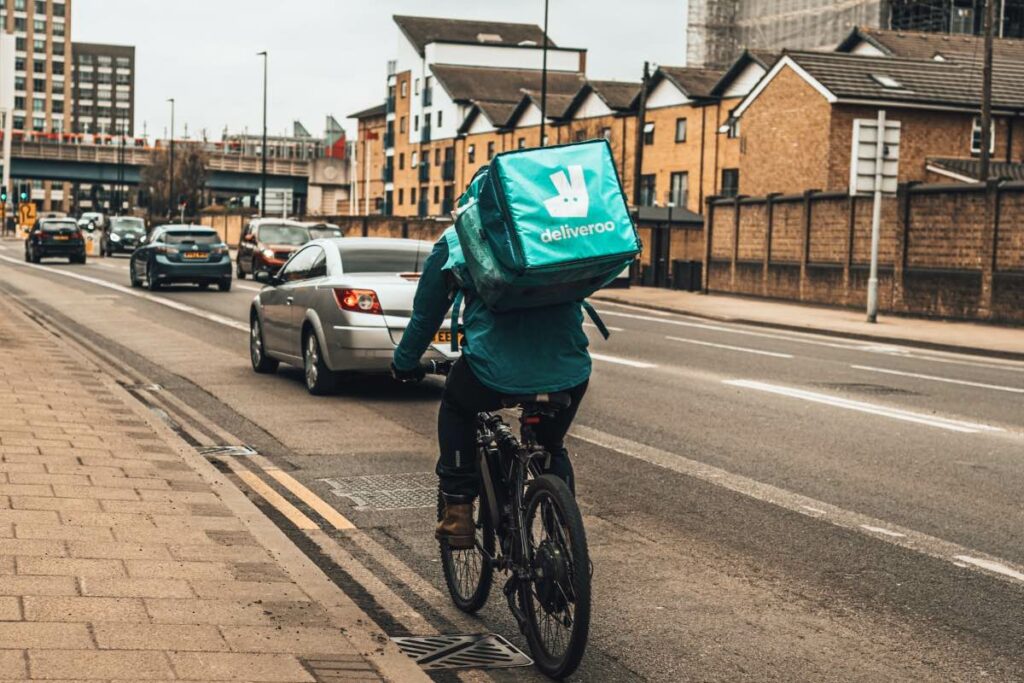 Deliveroo cyclist in UK