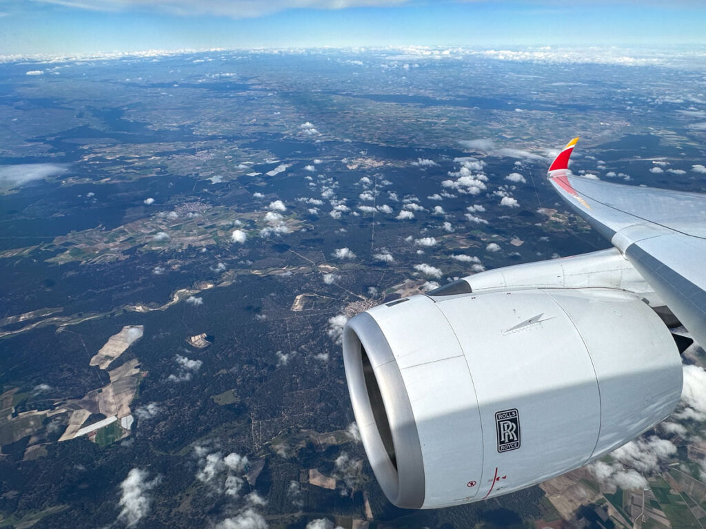 Flying into Madrid, Spain