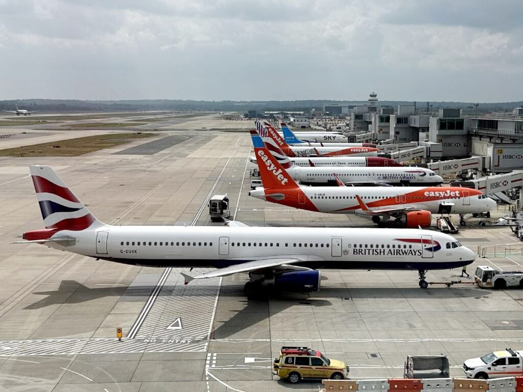 British Airways, Easyjet and other airlines at London Gatwick Airport