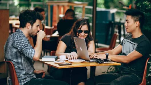Digital nomads working at a coworking cafe