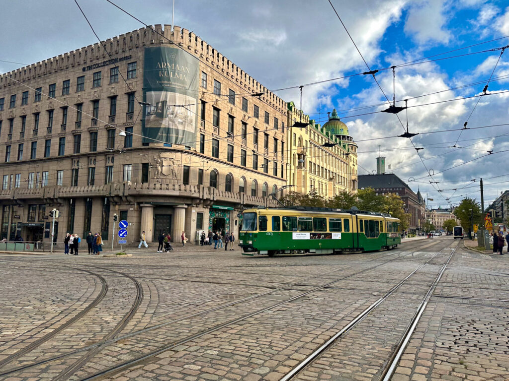 A tram in central Helsinki