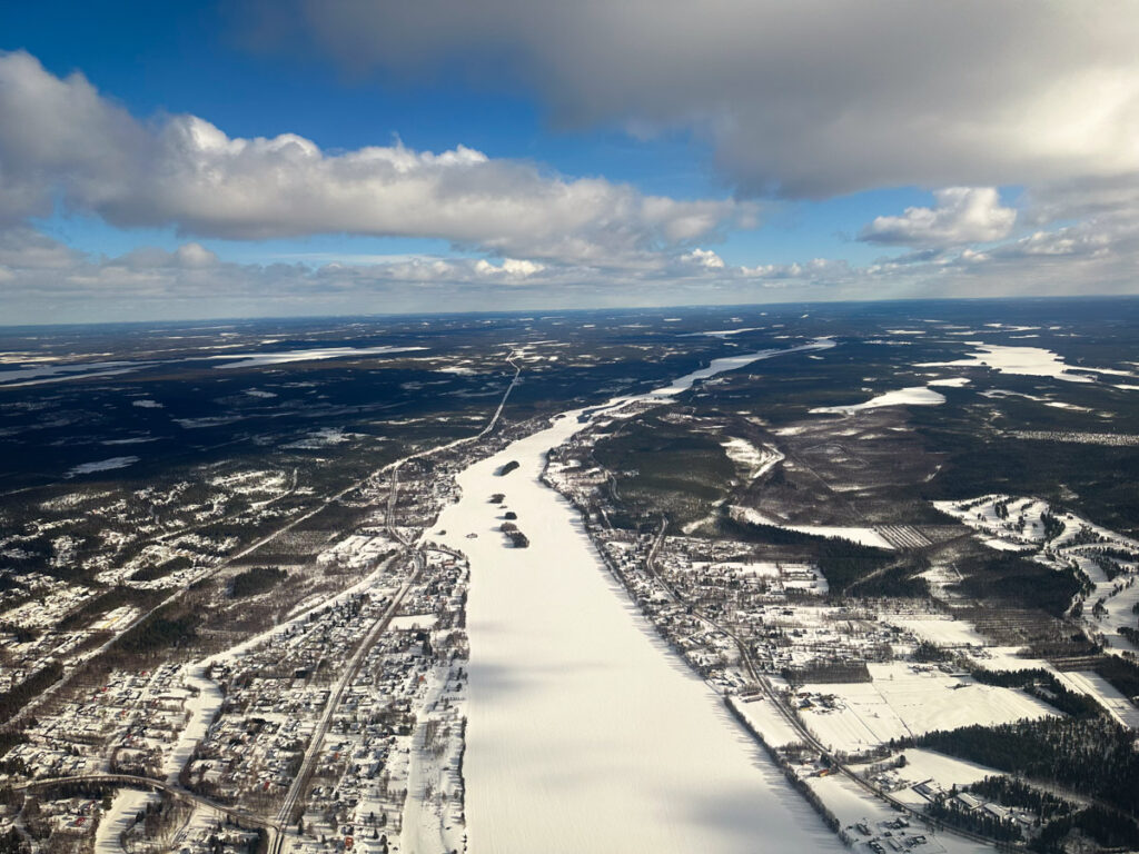 Frozen river in Rovaniemi, Finland
