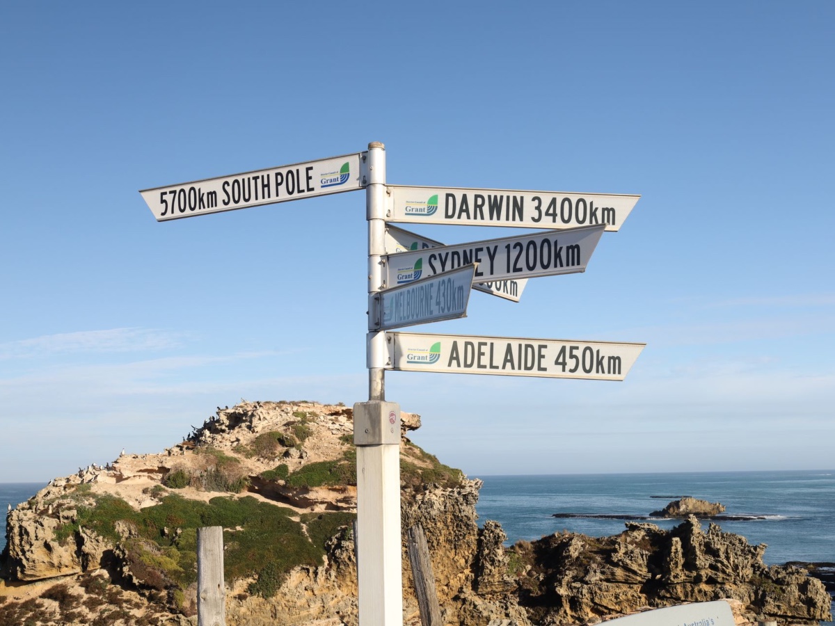 Australia distance signs at Port Macdonnell, SA