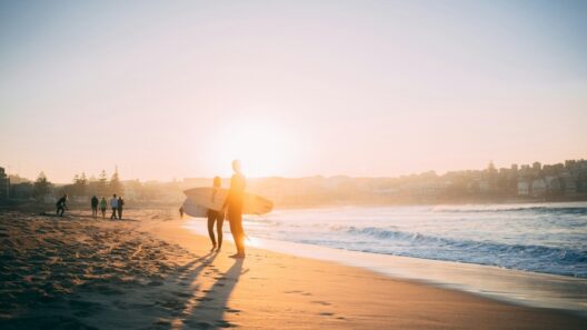 Surfers at Bondi Beach in Sydney, Australia